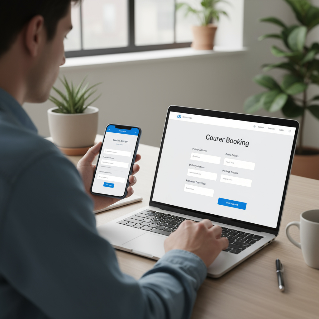 Buchungsformular auf Smartphone und Laptop
